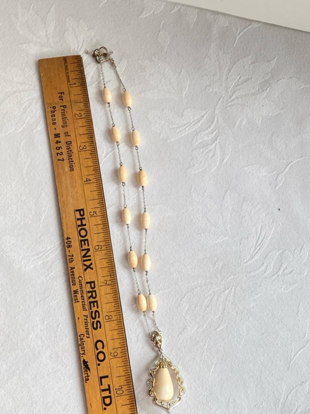 Vintage Diamonelle & Shell Pendant Necklace - Picture 5 of 9